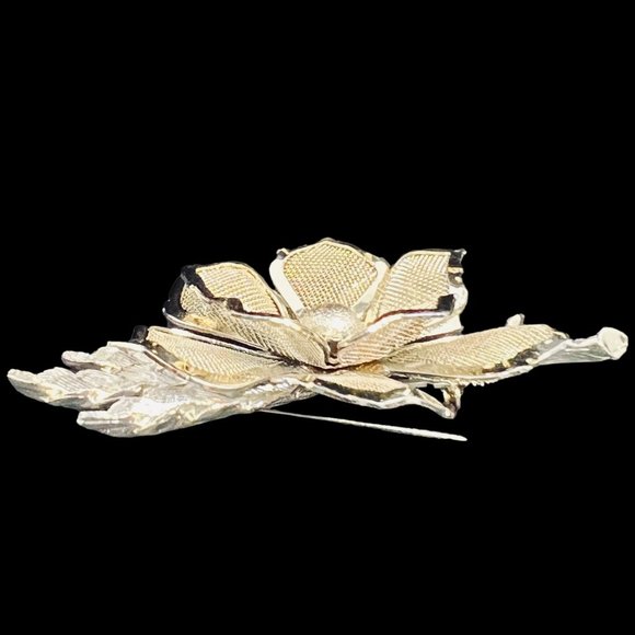 Vintage Gold Tone Mesh Flower Brooch (4785) - Picture 2 of 4